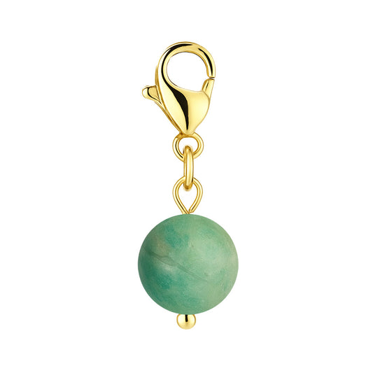 Gemstone Gold Charm - Amazonite 8mm