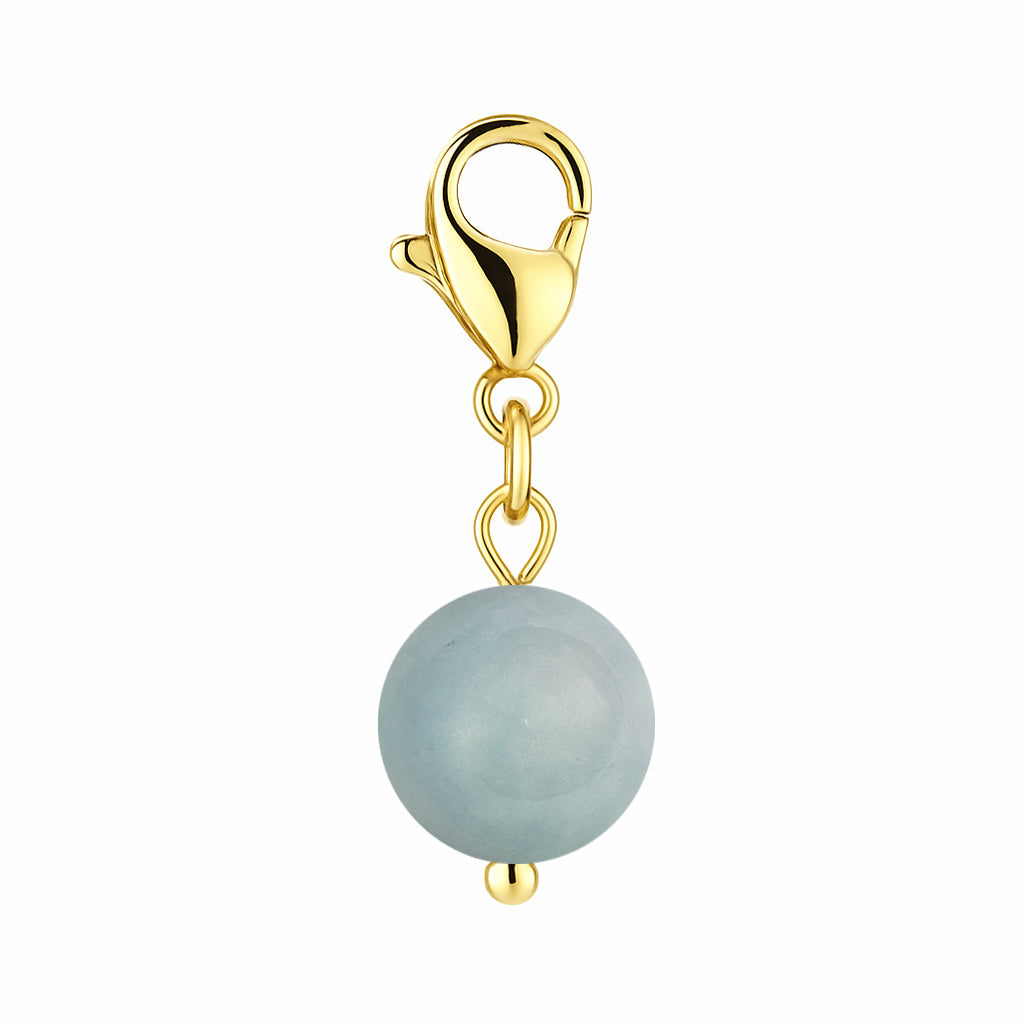 Gemstone Gold Charm - Aquamarine 8mm