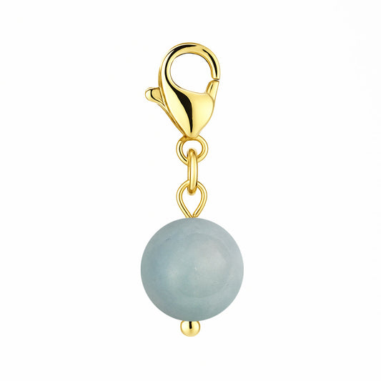 Gemstone Gold Charm - Aquamarine 8mm