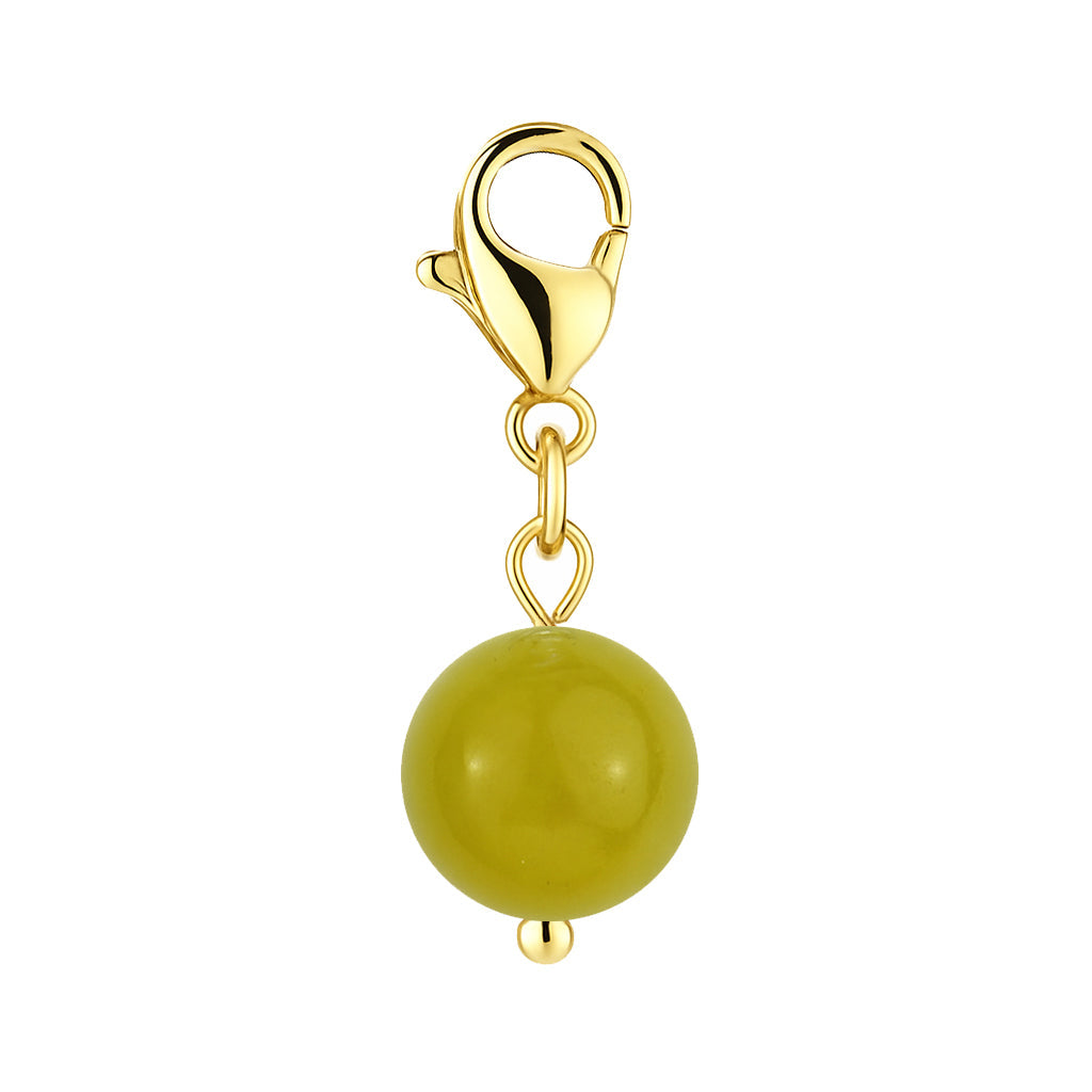 Gemstone Gold Charm - Lemon Jade 8mm