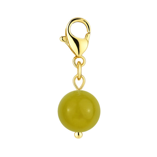Gemstone Gold Charm - Lemon Jade 8mm