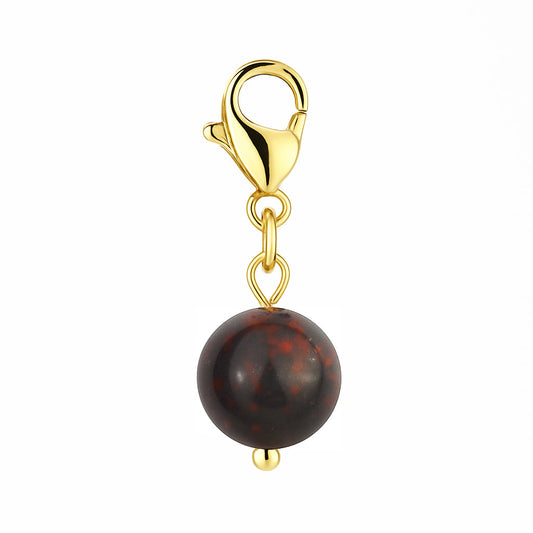 Gemstone Gold Charm - Poppy Jasper 8mm