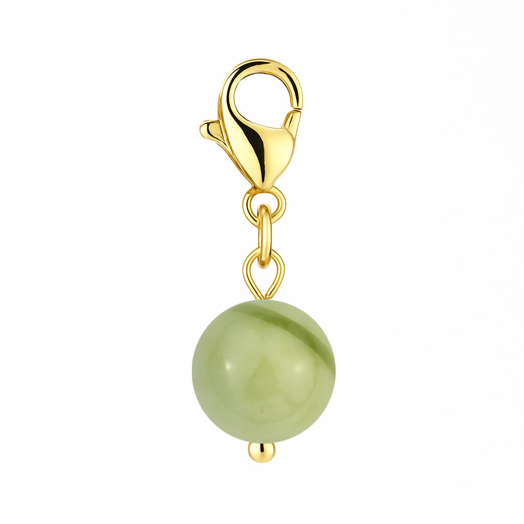 Gemstone Gold Charm - Serpentine 8mm