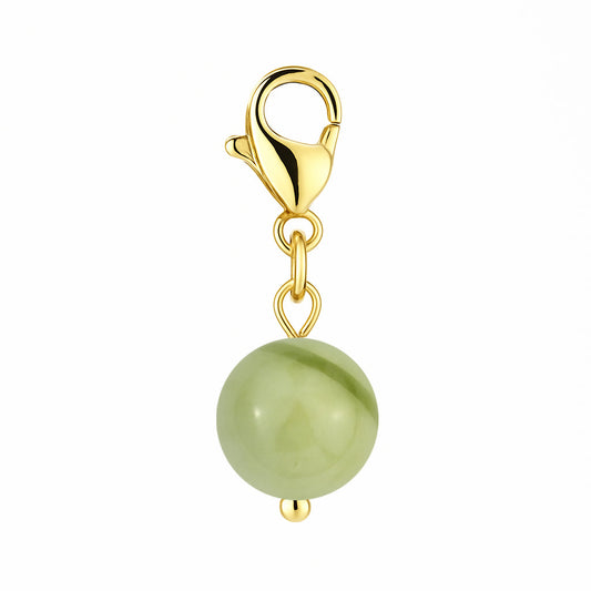 Gemstone Gold Charm - Serpentine 8mm