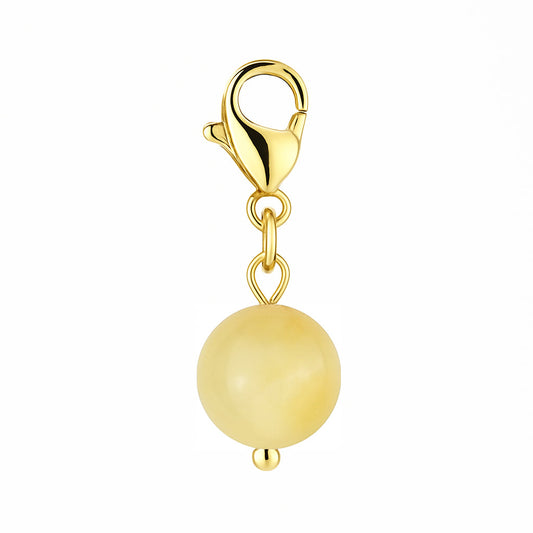 Gemstone Gold Charm - Yellow Calcite 8mm