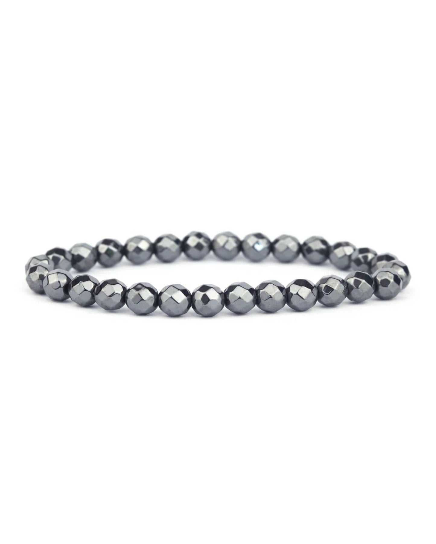Faceted Black Hematite 6mm Bracelet